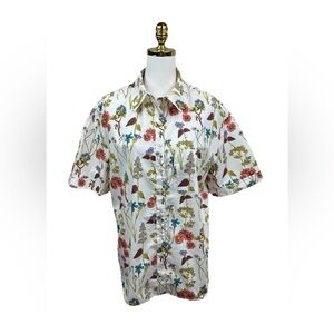 Anthropologie Floral Botanical Cotton Button-Front Shirt S NWT 100% Cotton